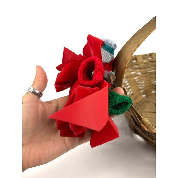 Vintage Christmas Gathering Basket Farmers Market Wicker Storage 1950s - Picture 12 of 16